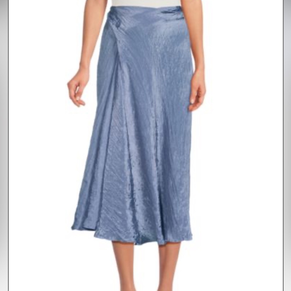 Vince textured draped midi skirt blue midi dressy draped 10